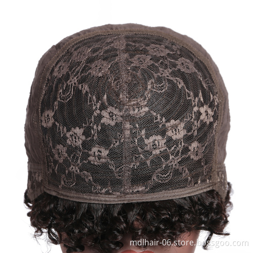 Wholesale Pixie Cut Machine Made Wigs Short Human Hair Wigs for Black Women Short Jerry Curly Wig Natural Black 1B